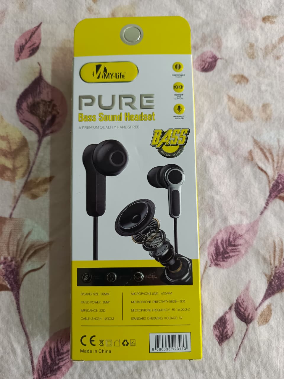MY-Life B455 PURE Bass Sound Headset wired earphones.